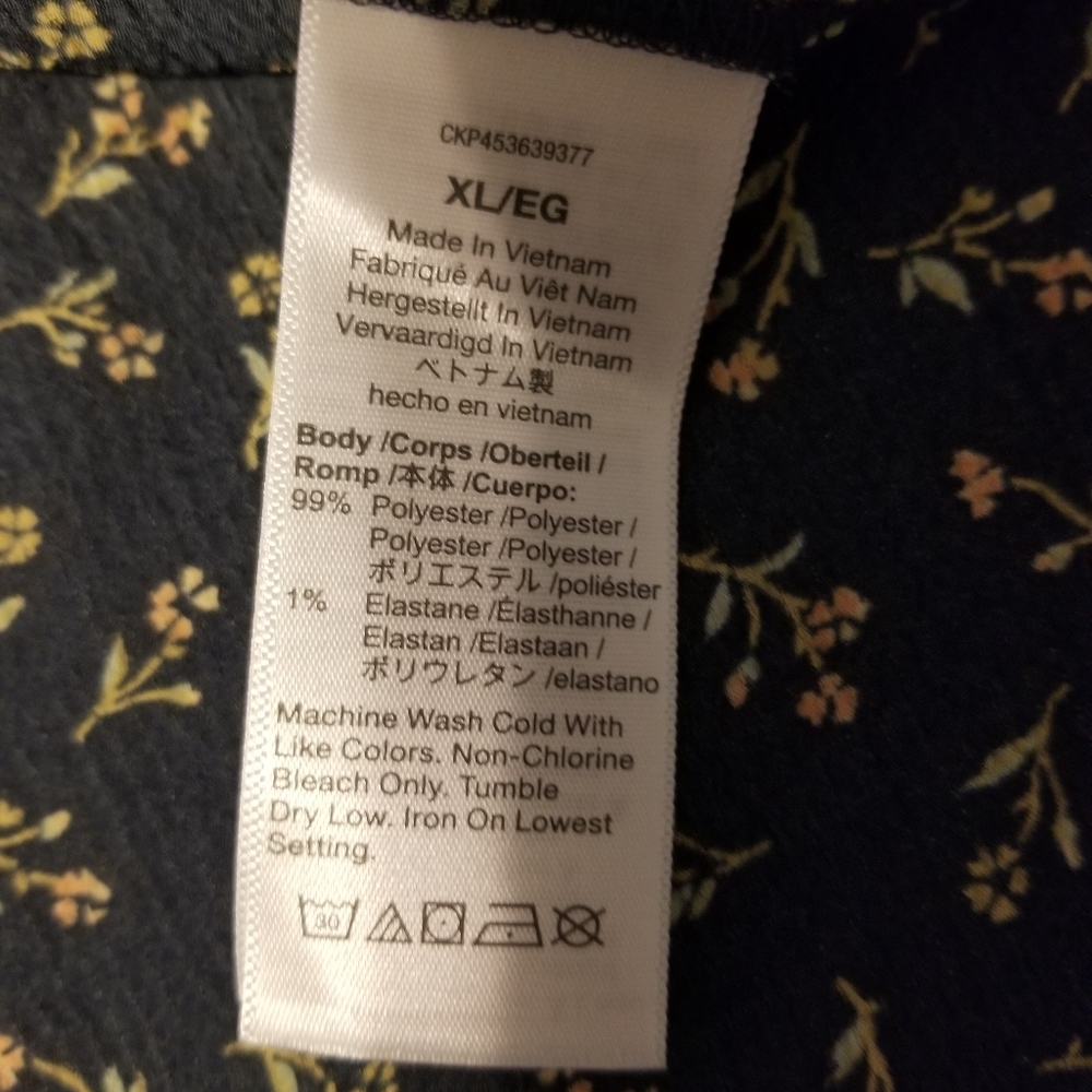 NWT Madewell Women's Wrap Blouse Size  XL Floral V-Neck 3/4 Sleeve Navy - Picture 10 of 12
